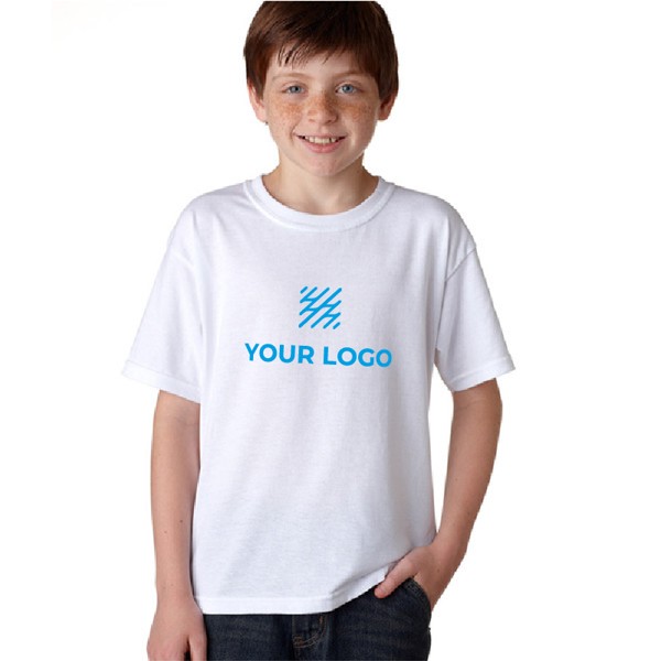 T-Shirt Enfant YC150 - Blanc + impression 
