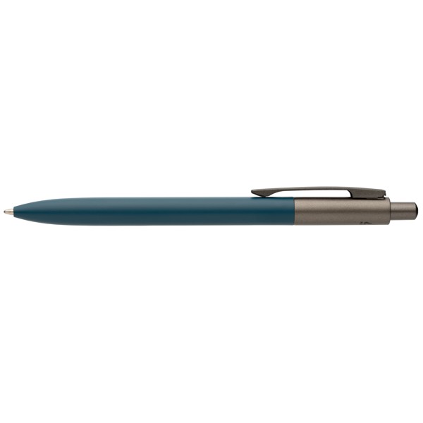 Stylo Koro en aluminium recyclé avec finition métal canon de fusil - Bleu marine / Jet d’encre 4 couleurs