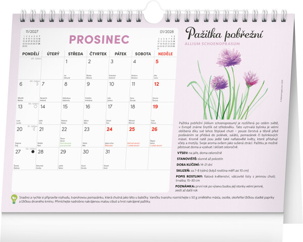 Notique Měsíční Plánovací Kalendář Se Semínky 2027, 30 x 21 cm