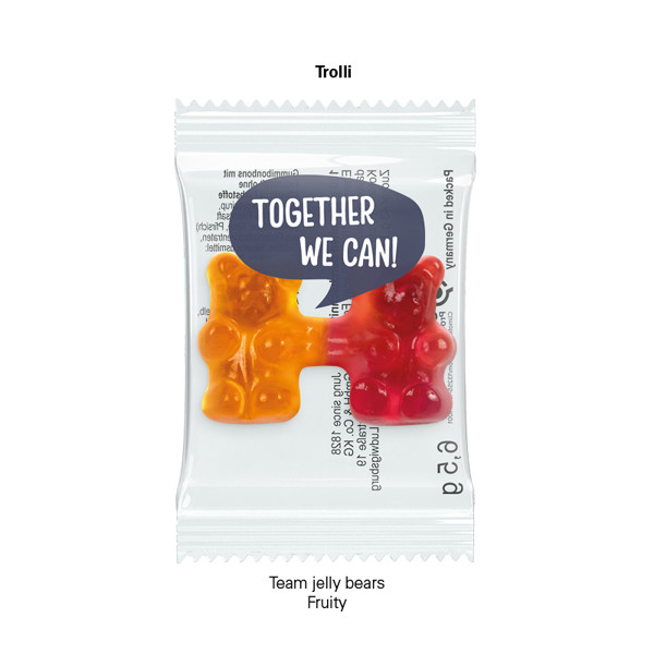 Promotion card, business card format, Trolli team jelly bearchen, standard design