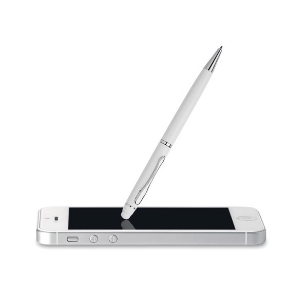 Stylo touch twist en aluminium Eduar - Blanc