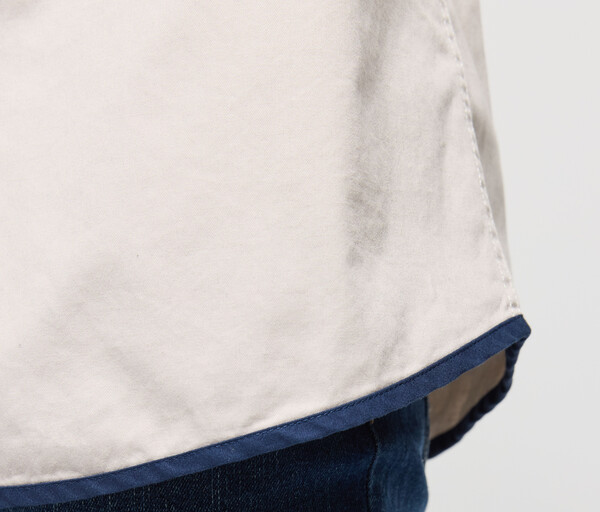 Chemise coton manches courtes - BEIGE / NAVY / L