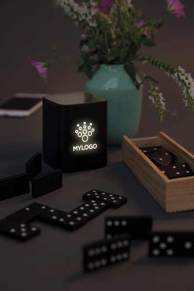 Trådløs højtaler med logo lys, sort