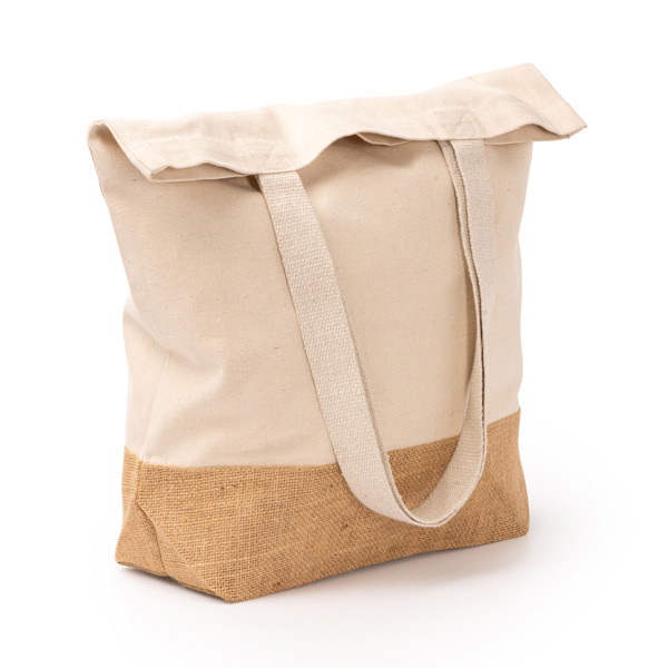 Personalised recycled cotton and natural jute bag with reinforced handles