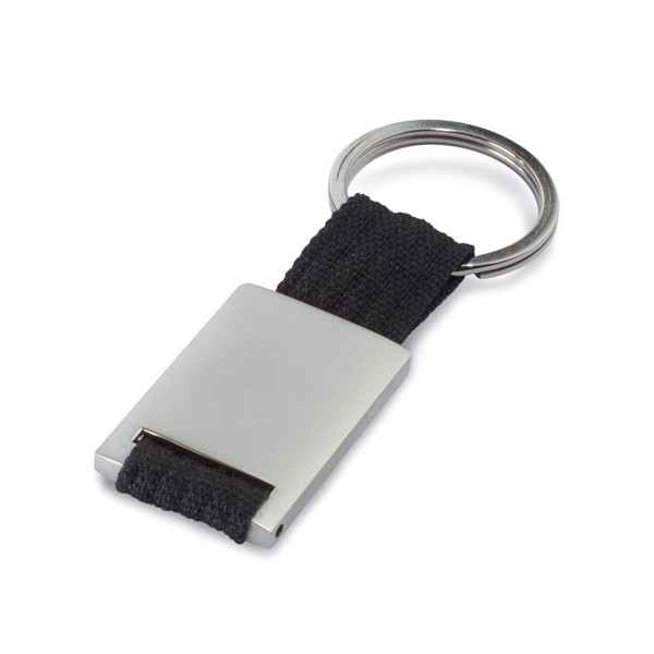 Metal rectangular key ring Tech - Black