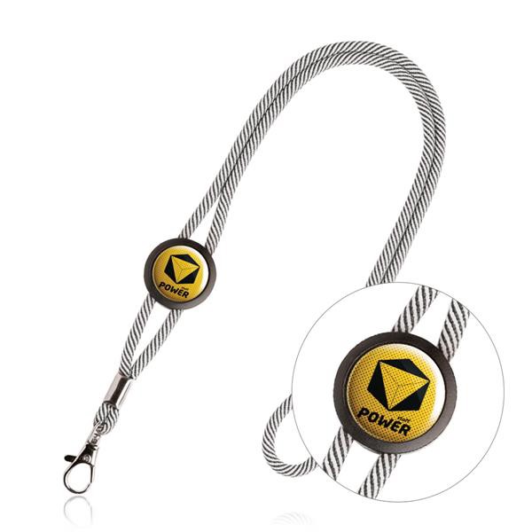 Lanyard Em Poliéster Com Ajuste E Mosquetão - Branco / U