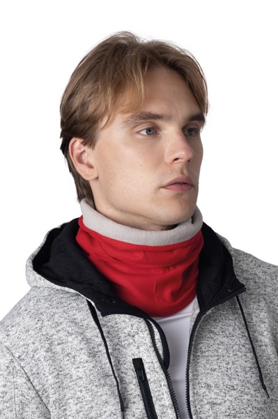 Fleece-Lined Neckwarmer - Red / Light Grey