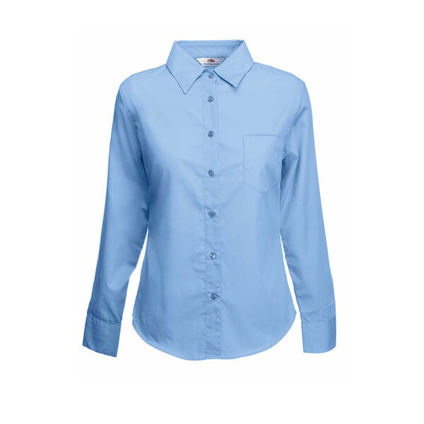 Camisa Poplin Ladies Manga Comprida 120G - 55% Algodão/ 45% Poliéster - Azul Claro / XL