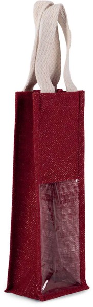 Jute Bottle Bag - Cherry Red / Gold