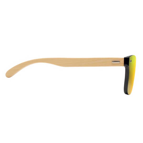 Aloha sunglasses bamboo arms, UV400 mirrored lens - Yellow