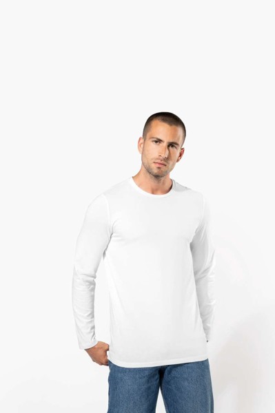 Men's Long-Sleeved Crew Neck T-Shirt - White / L