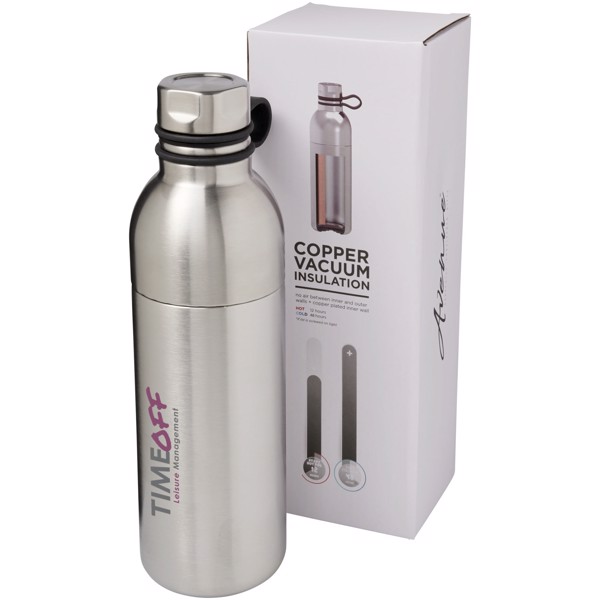 Bouteille de sport 590ml avec isolation par le vide et couche de cuivre Koln - Argent