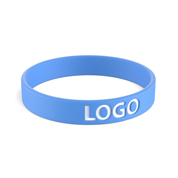 Customised silicone wristbands (12mm width) - Classic Blue / 20x1.2x0.2cm