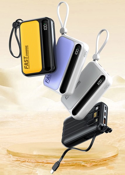 Powerbank with cable 10000mAh - WHITE