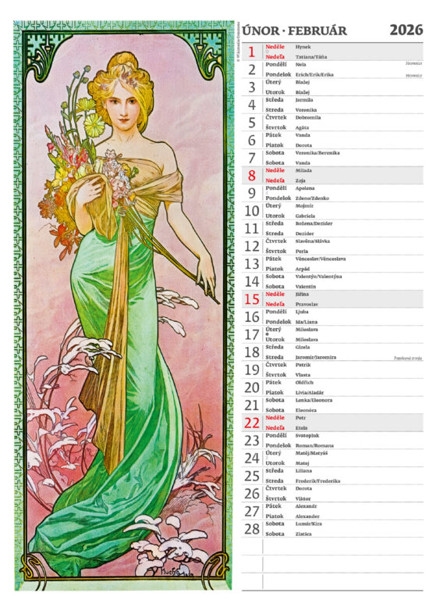 Nástěnný kalendář Alfons Mucha 2026