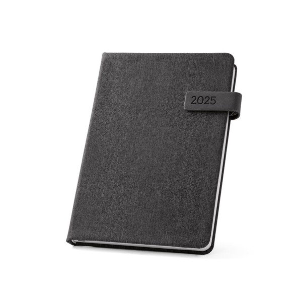 ANDRESEN A5. Agenda A5 em poliéster reciclado (100% rPET) - Preto