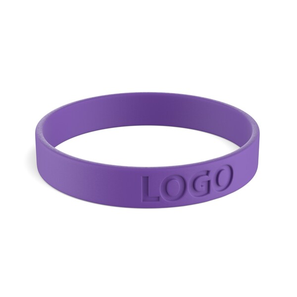 Customised silicone wristbands (12mm width) - Vibrant Purple / 20x1.2x0.2cm