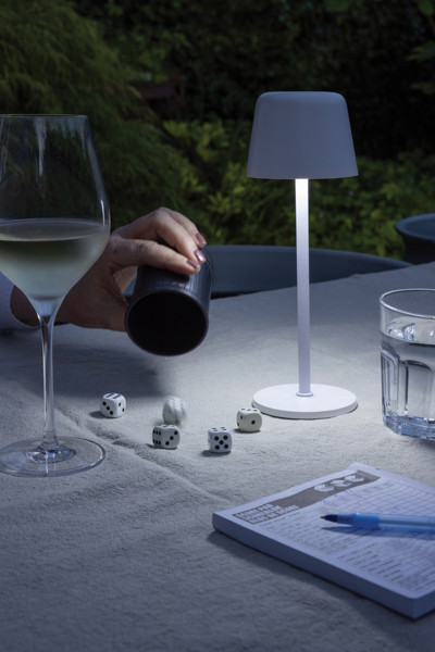USB dobíjateľná stolná lampa Zenic z RCS recykl. plastu, biela -