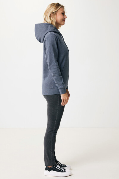 Sweat à capuche en coton recyclé et non teinté Iqoniq Torres - Heather Navy / S
