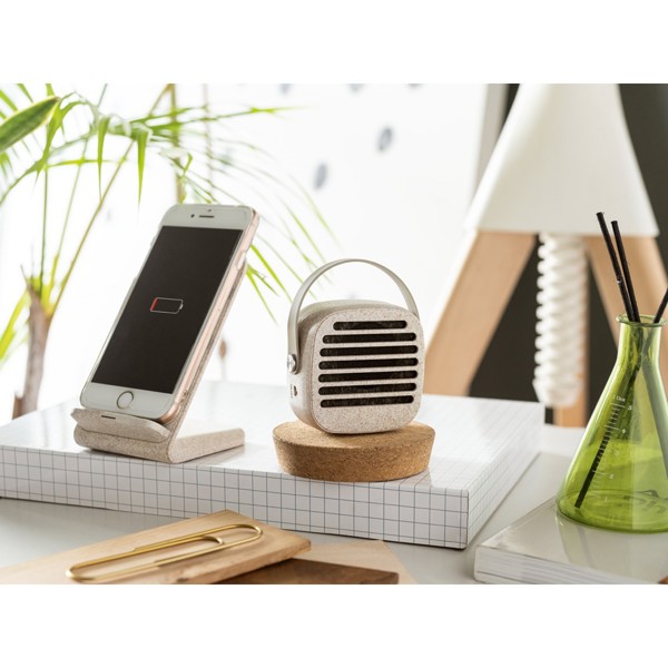 Suporte para smartphone com carregador wireless super rápido 15W em ABS reciclado e bambu - ENGLERT