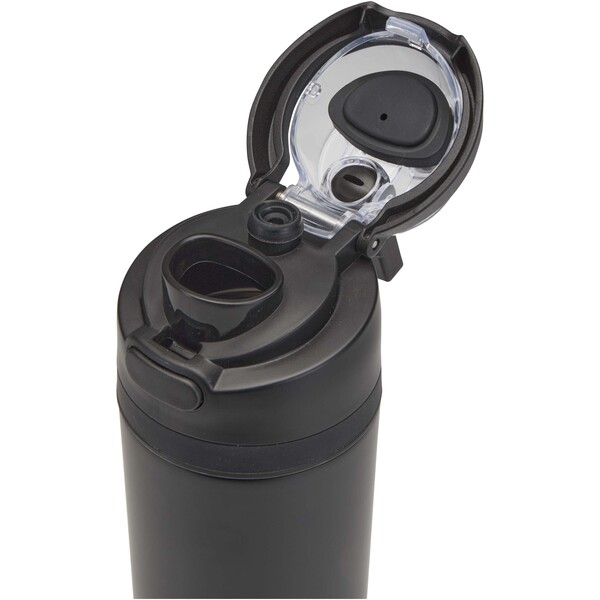 Theron 800 ml RCS recycled single wall stainless steel water bottle with dual function lid - Black
