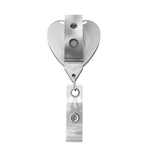 Retractable badge reel in heart shape with logo - Bull Dog Clip