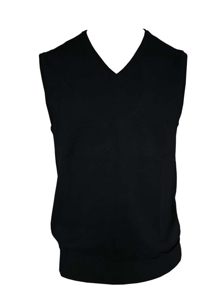 Men’S V-Neck Sleeveless Pullover Fine Gauge Cotton - Black / S