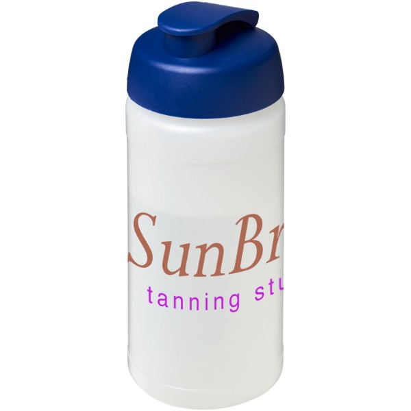 Borraccia sportiva Baseline® Plus da 500 ml con coperchio a scatto - Trasparente / Blu