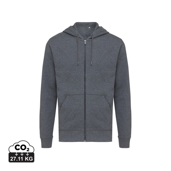 Mikina na zips s kapucňou Iqoniq Abisko z recykl. bavlny - Heather Anthracite / XS