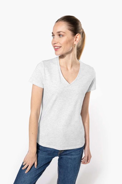 Ladies' Short-Sleeved V-Neck T-Shirt - White / S