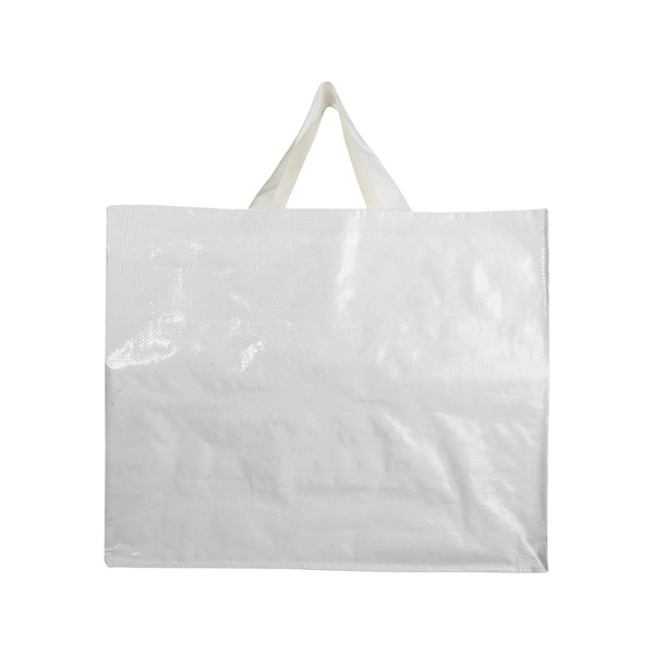 Shopper In Pp  Riciclato Laminato 120G/M2, Manici Corti E Soffietto - Bianco