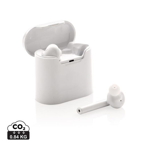 Liberty wireless earbuds in charging case - White