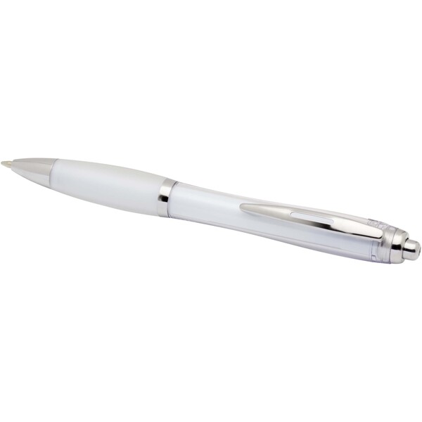 Nash RCS recycled plastic ballpoint pen with coloured barrel and grip (blue ink) - Transparent