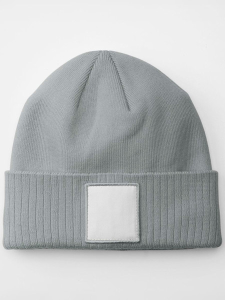 Appliqué Patch Beanie - Ash / White