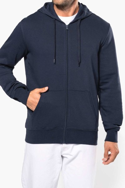 Men's Eco-Friendly Hooded Sweatshirt With Zip Fastening - Black / S