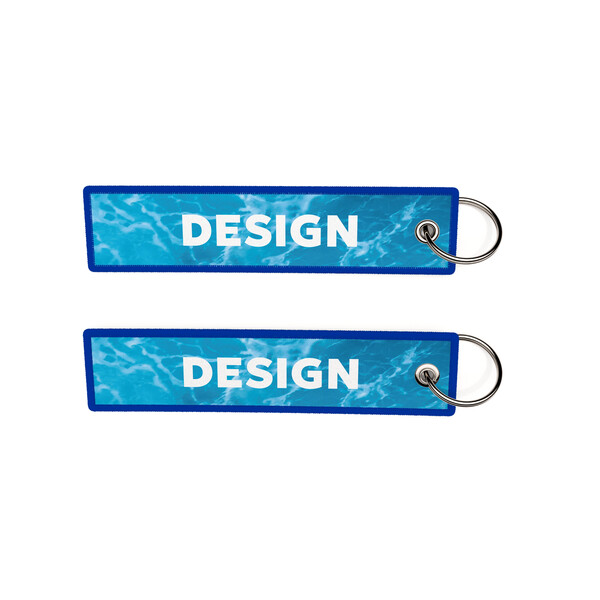 Porte-clés imprimé en quadrichromie - Quadri / Bleu azur foncé / 13x3cm