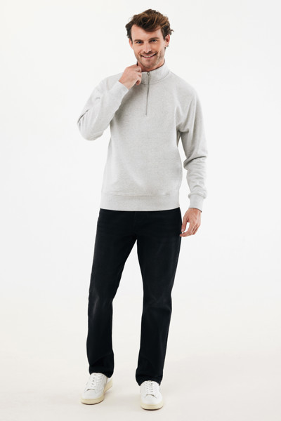 Svetr se čtvrtečním zipem IQONIQ Elgon z recykl. bavlny - Light Heather Grey / L