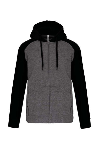 Unisex Two-Tone Zipped Hooded Fleece Jacket - Grey Heather / Sporty Navy / 3XL