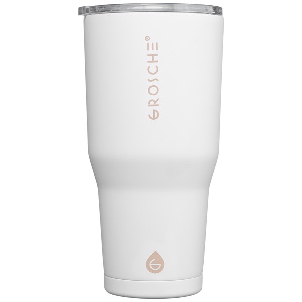 Grosche Yukon Stainless Steel Slider Lid Tumbler – 890 ml - White / Laser