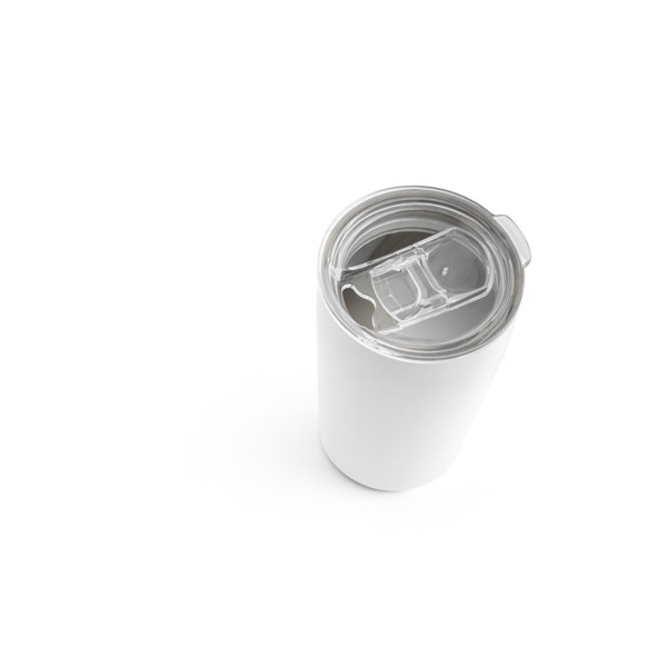 SLIDER. Tasse de voyage 380mL en acier inox - Blanc