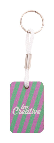 Porte-clés personnalisé Woody Plus D - Blanc / Naturelle