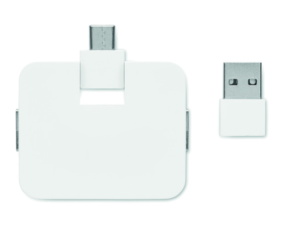 4 port USB hub Square-C - White