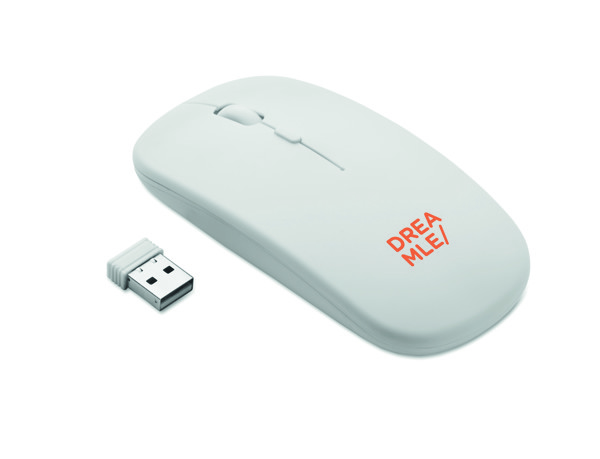 Brezžična miška Curvy C, 500 mAh, recikliran ABS - Bela