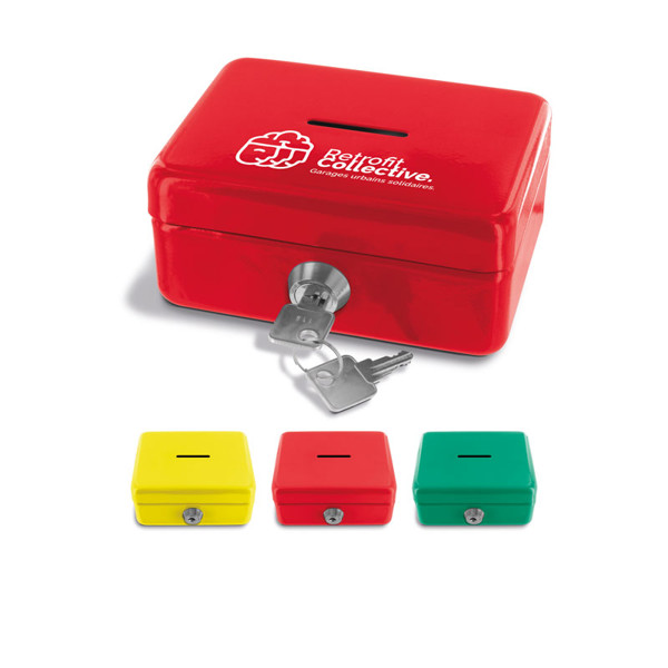 TIRELIRE BOITE METALLIQUE A CLE - Jaune