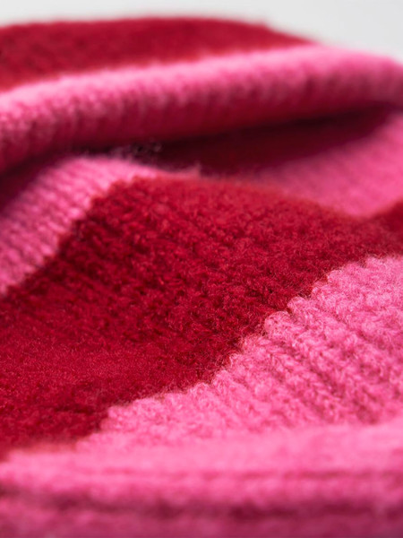 Colour Block Beanie - True Pink / Classic Red