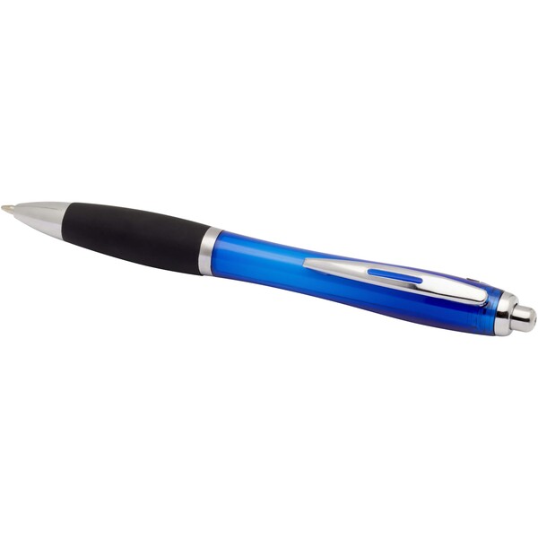 Stylo bille en plastique recyclé RCS avec corps coloré et grip noir (encre noire) Nash - Bleu royal