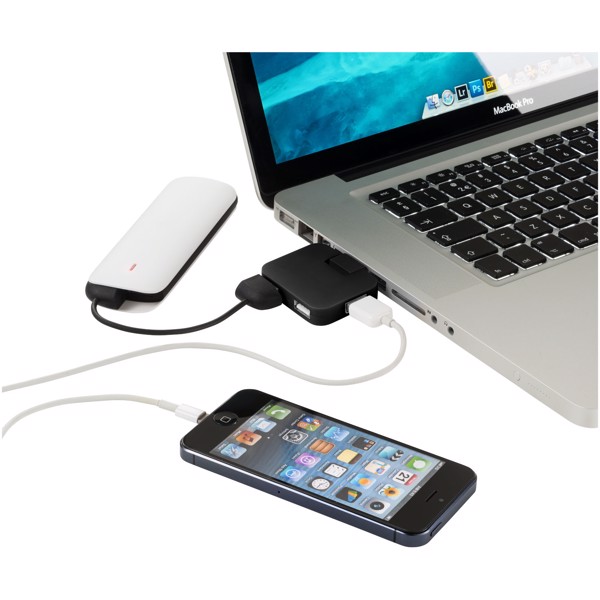 Gaia 4-port USB hub - Solid Black