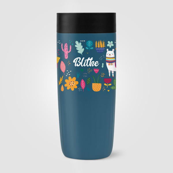 Majesty Recycled Stainless Steel Tumbler - 385 ml - Steel Blue / 4 Colour inkjet