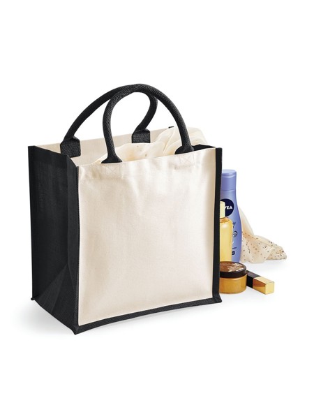 Printers Midi Jute Tote - Black