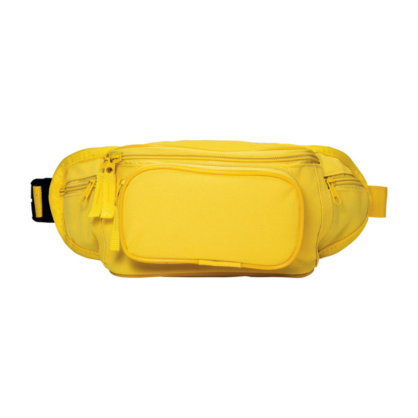 600D Polyester 5-Pocket Waist Bag With Adjustable Waist Strap And Clip Closure - Yellow